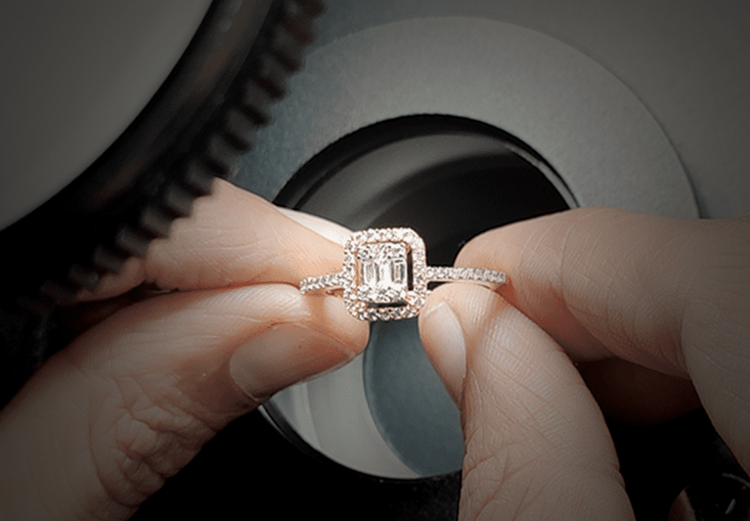 Gemologist Checking Diamond