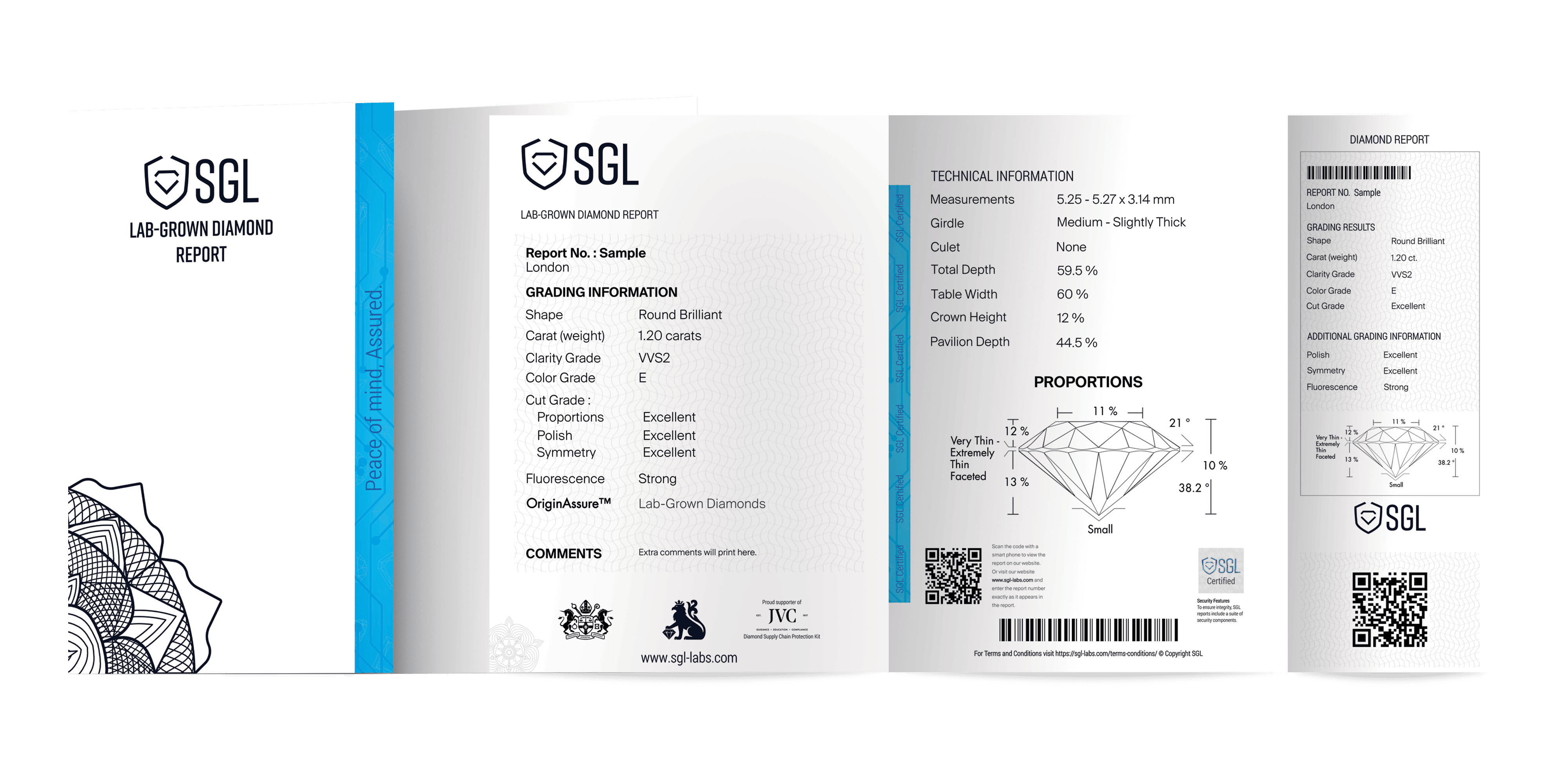 Lab Grown Diamond Mini Report with proportions