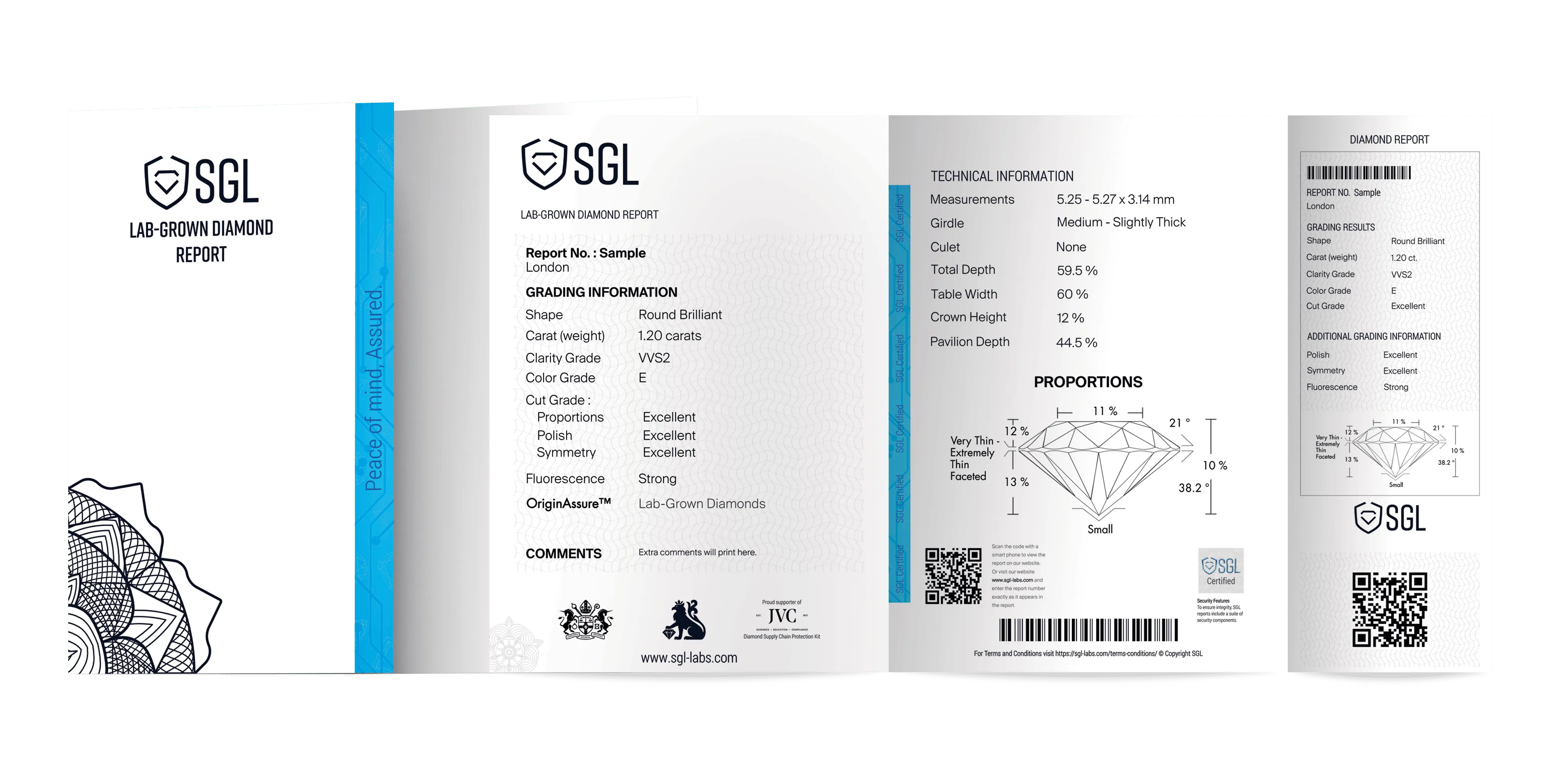 Lab Grown Diamond Mini Report with proportions