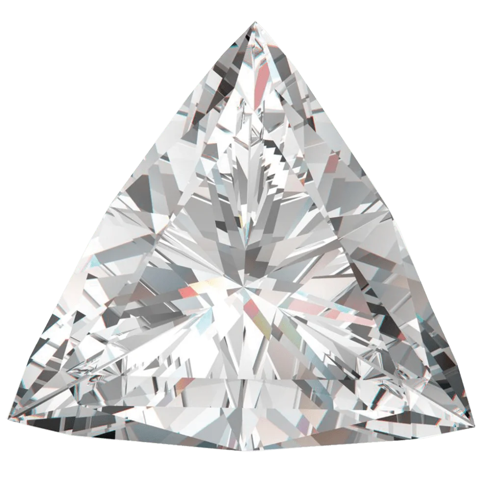 An exotic trillion diamond with a triangular shape and sharp features, providing a bold and unique look for contemporary jewelry designs.
