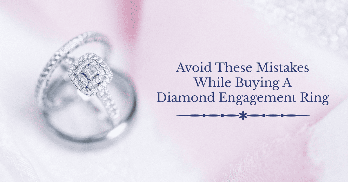 SGL Blog banner for avoiding mistakes when buying a diamond engagement ring, featuring a couple choosing a commitment symbol.