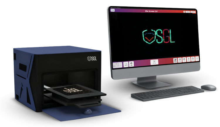 The SGL DiaScreen NextGen Pro, a professional device screening lab-grown diamonds in mounted jewellery pieces.
