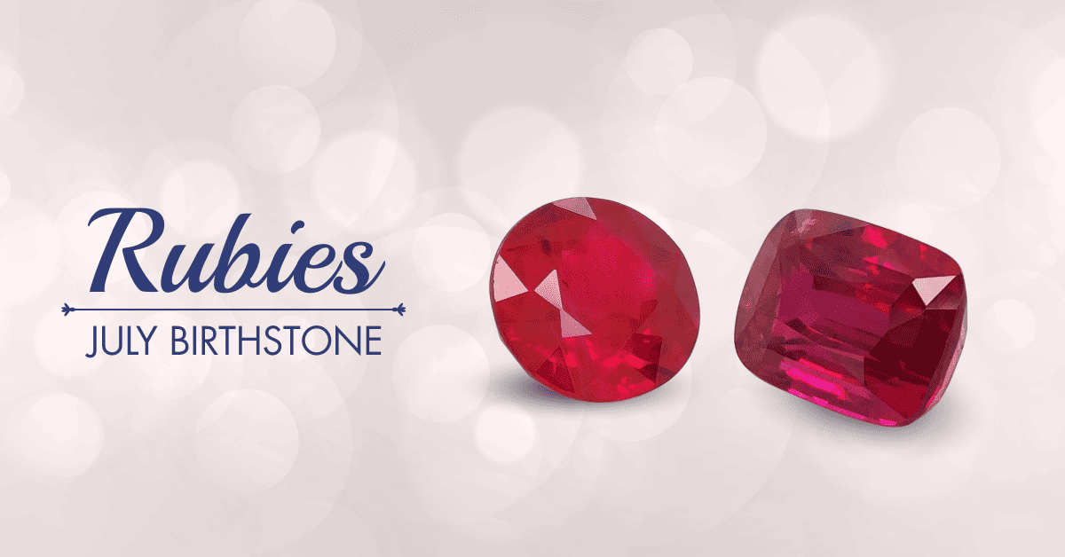 SGL Blog banner for July birthstone rubies, symbolizing passion and love with deep red precious stones.