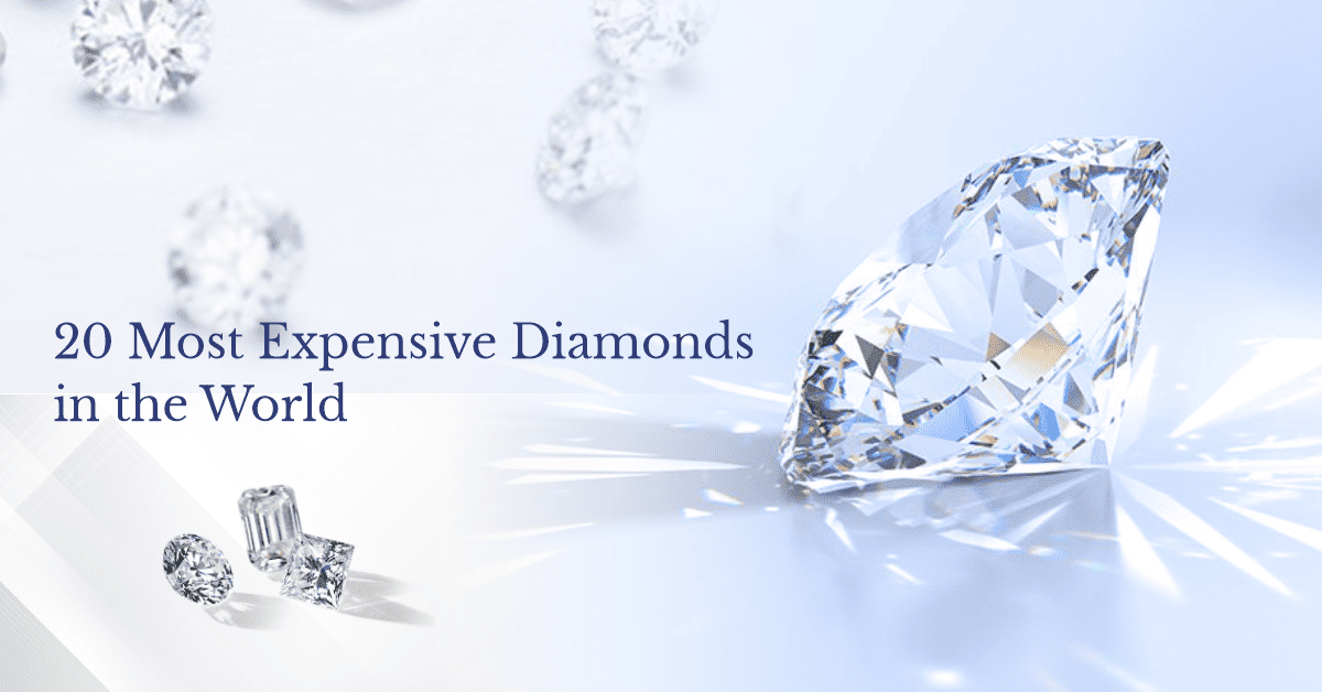 SGL Blog banner for the 20 most expensive diamonds in the world, listing the most rare and valuable stones ever found.
