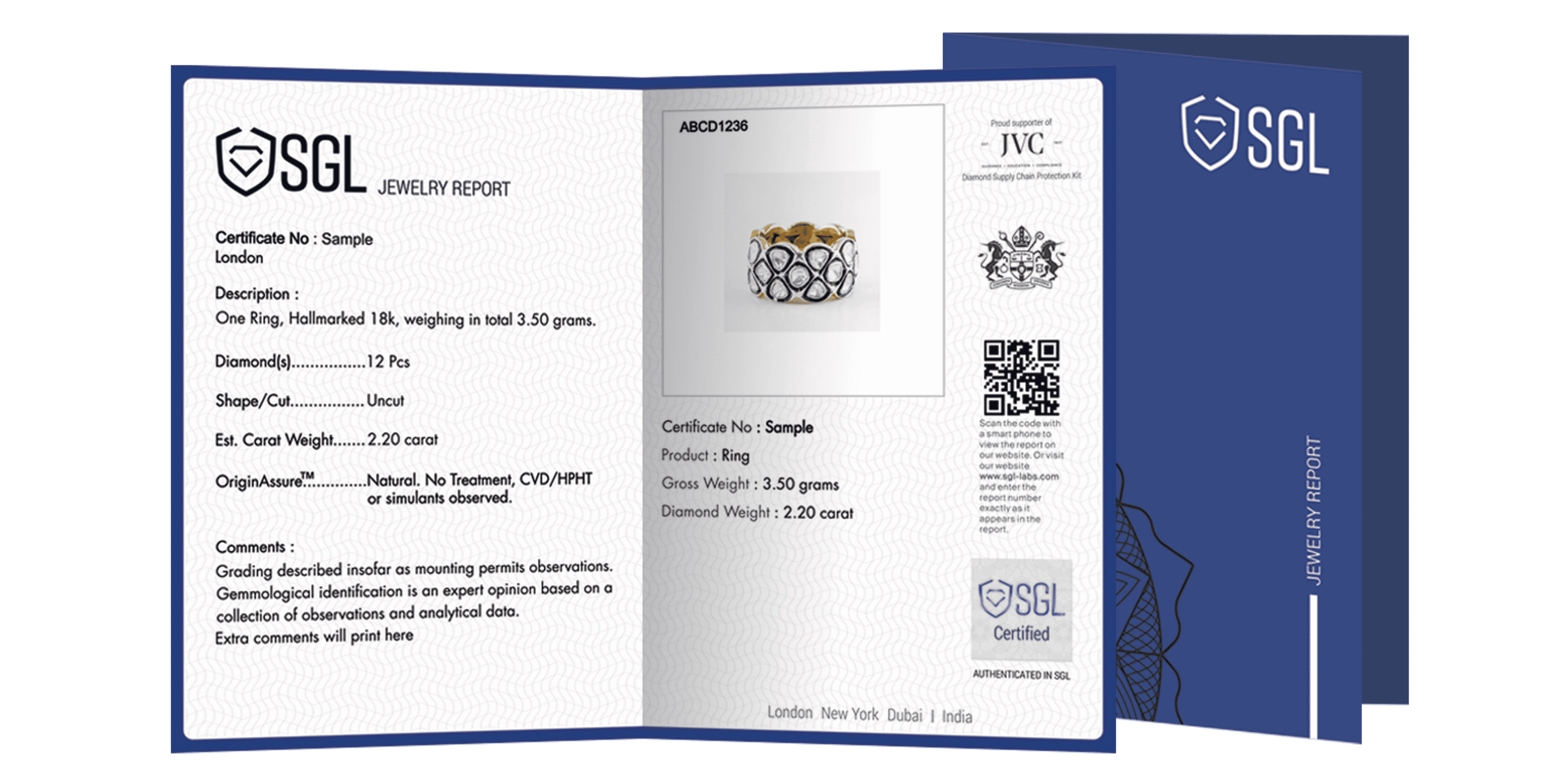 Specialized SGL laboratory report for traditional jewelry styles, including Rosecut, Uncut, or Polki diamond varieties.