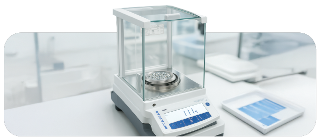 SGL laboratory technician placing a diamond on a high-precision Mettler Balance to determine exact carat weight.