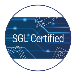 SGL security feature icon: Specialized UV-visible text and micro-printing to prevent tampering.