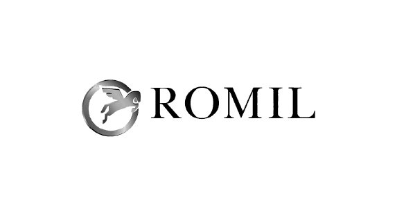 Logo of Romil, an SGL manufacturing partner for the Behind the Carat jewellery manufacturing event.